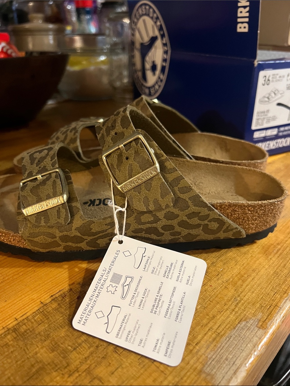 Birkenstock Women’s Leopard Khaki Arizona Soft Footbed Sandal size 5 - Picture 3 of 10